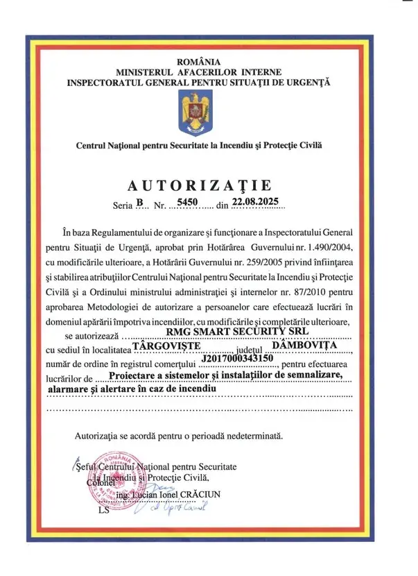 Proiectare sisteme de detectare incendiu B 5450