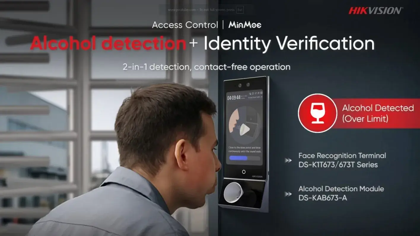 Terminal de recunoaștere facială cu modul de detecție alcool (imagine producător)